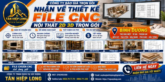 Nhận Vẽ Thiết Kế File CNC Nội Thất 2D 3D tại Bình Dương